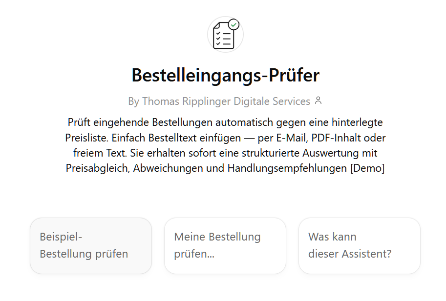 Order Verification Assistant chatGPT interface