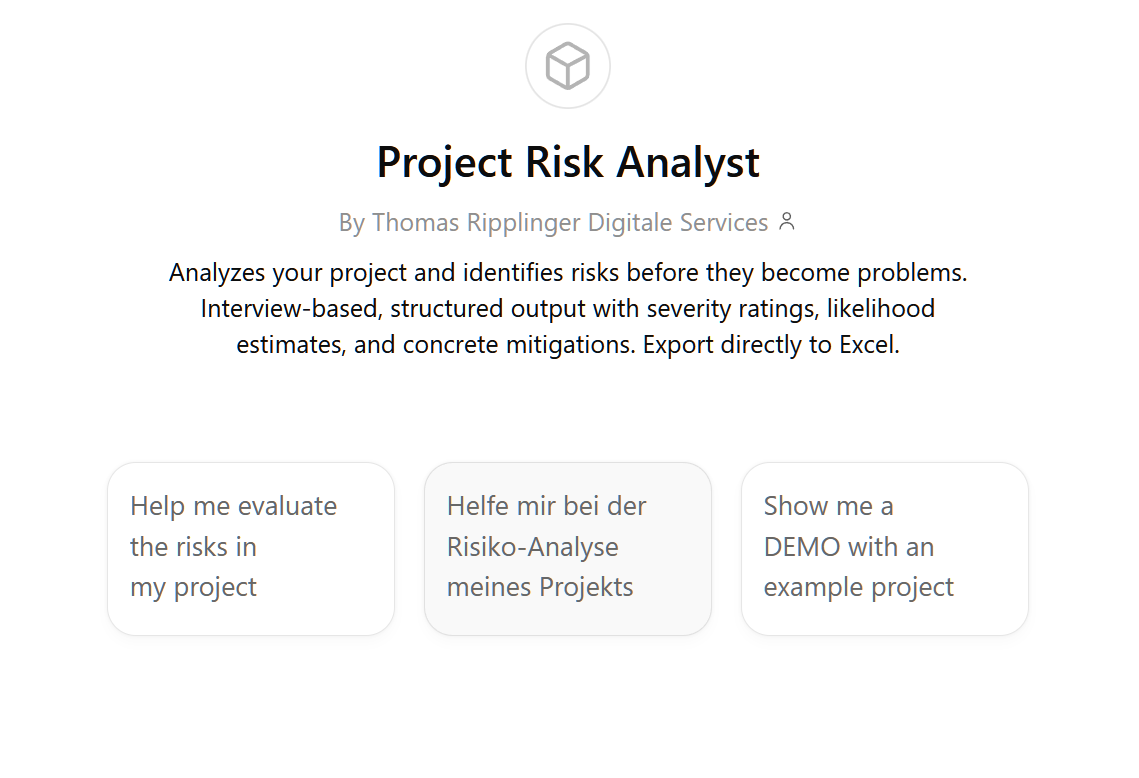 Project Risk Analyst chatGPT interface